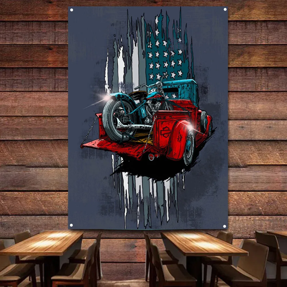 Póster artístico para motocicl - Auto Repair Shop Banners reseña y precio